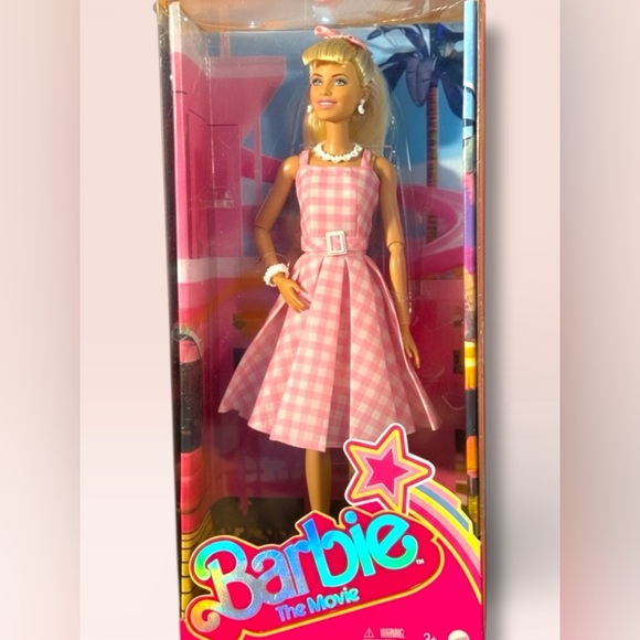 Barbie Other - Barbie The Movie Pink Gingham Dress Doll Mattel Margot Robbie Collector NRFB